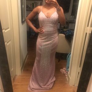 SPARKLE BRIGHT RHINESTONE MAXI DRESS - MAUVE
